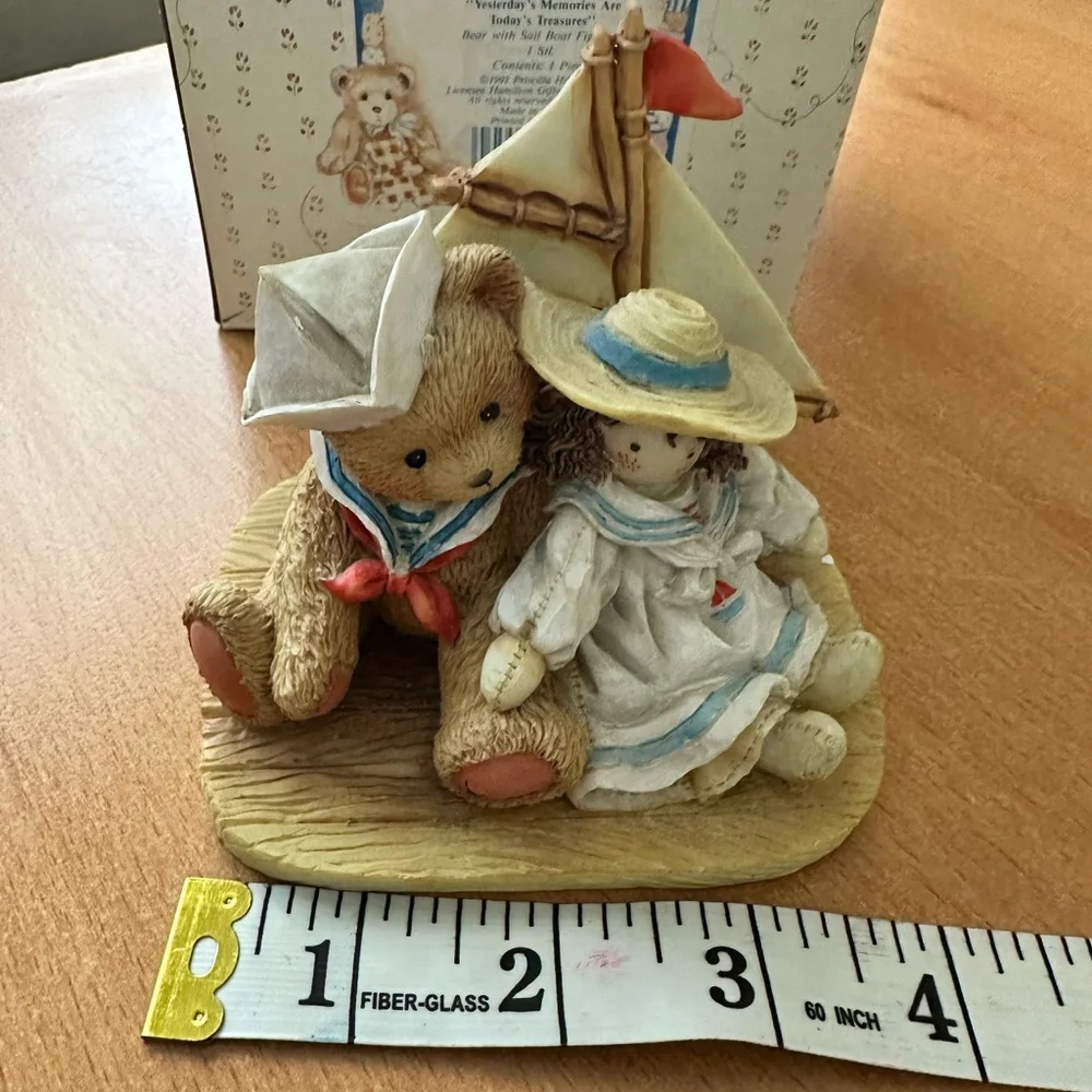 VINTAGE ~ Cherished Teddies ~ ZACHARY ~ Bear with Sail Boat Figurine